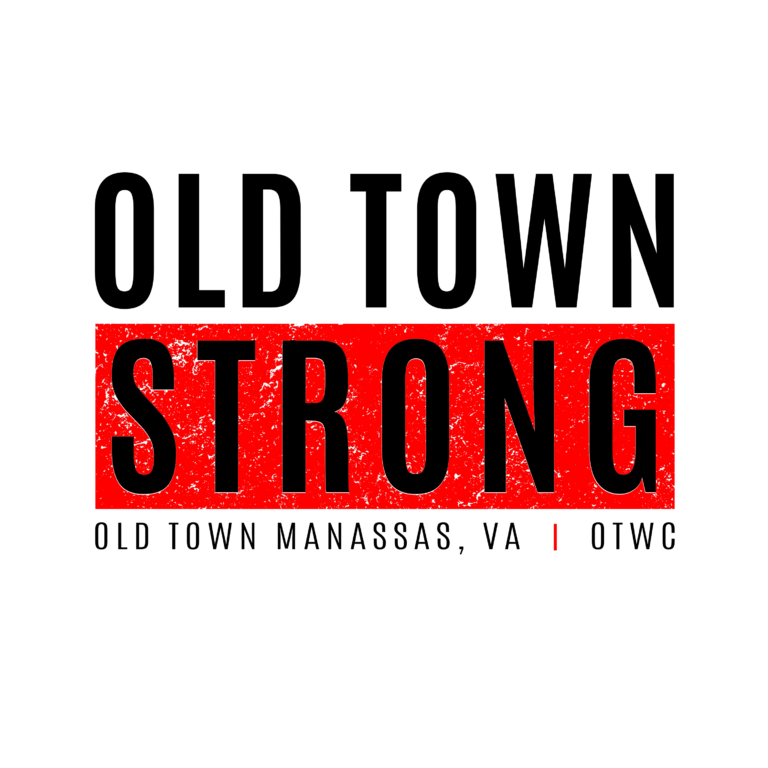Black and red logo of local manassas charitable organization Old Town Strong